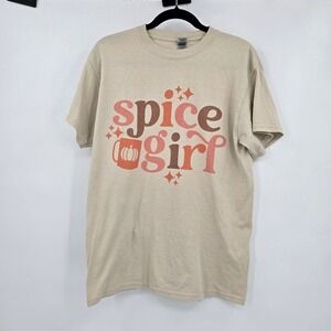 Gildan Spice Girl Pumpkin Coffee Mug Graphic Tee Shirt Women's Size Medium‎